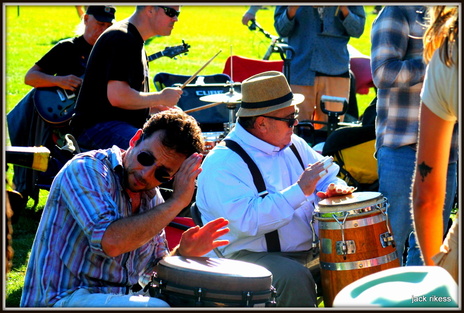 Drum Circle — hands on drums close-up