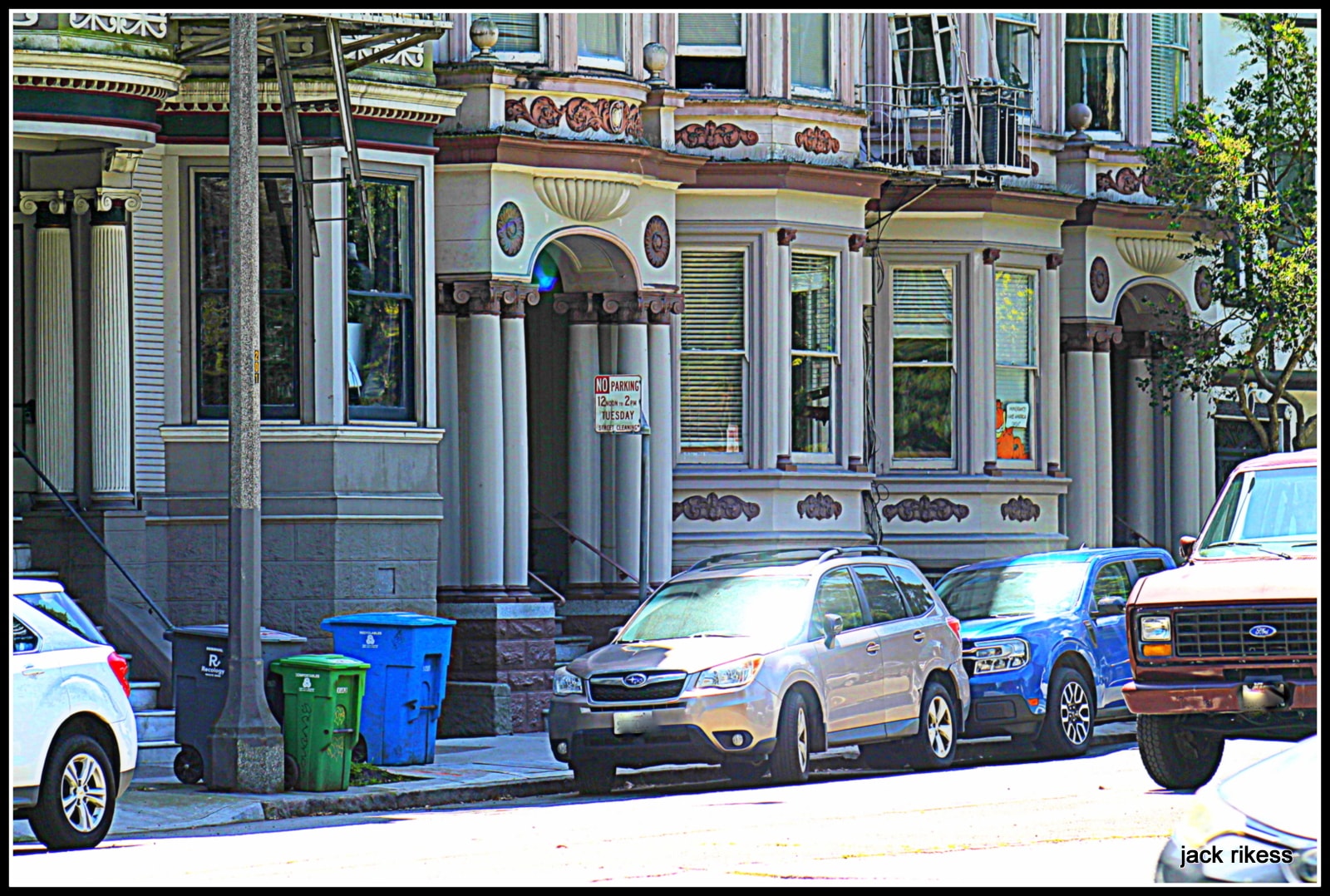 My Neighborhood — Victorian architecture and parked cars on a San Francisco street